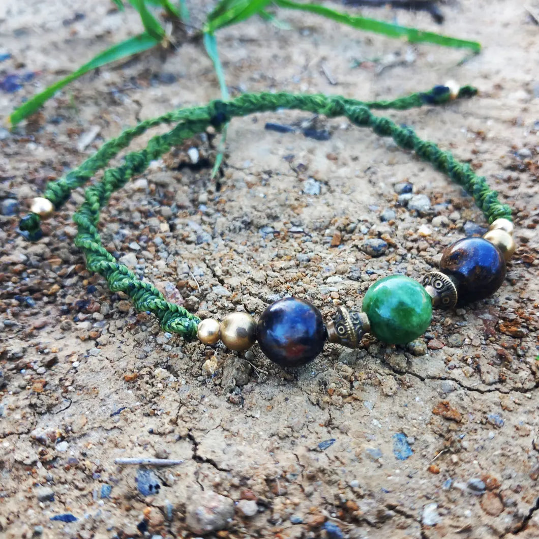 Bracelet Kaki Bronzite & Jade