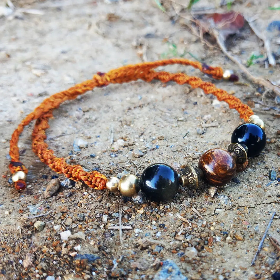 Bracelet Camel Obsidiennes & Bronzite