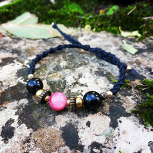 Charger l&#39;image dans la galerie, Bracelet noir Jade rose &amp; Obsidienne
