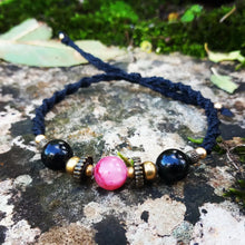 Charger l&#39;image dans la galerie, Bracelet noir Jade rose &amp; Obsidienne
