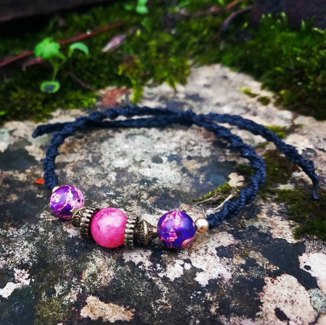 Bracelet Noir Jade Rose & Jaspe imperial