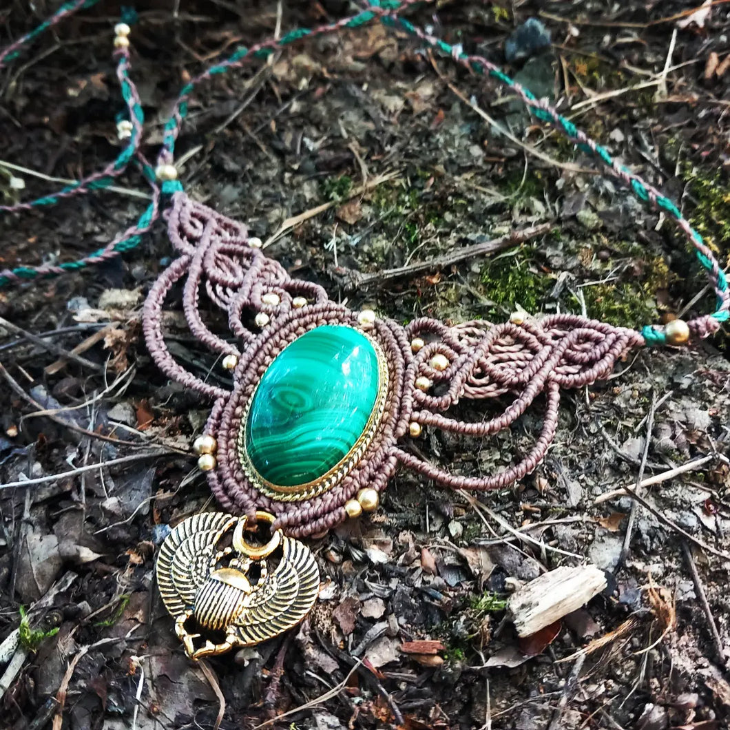 Collier Malachite & Scarabée