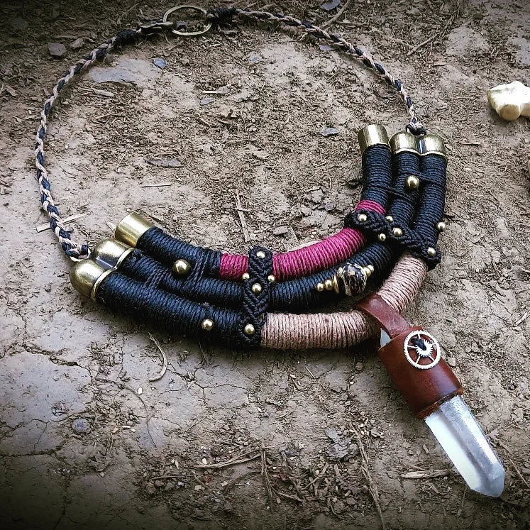 Collier Bambou framboise Quartz