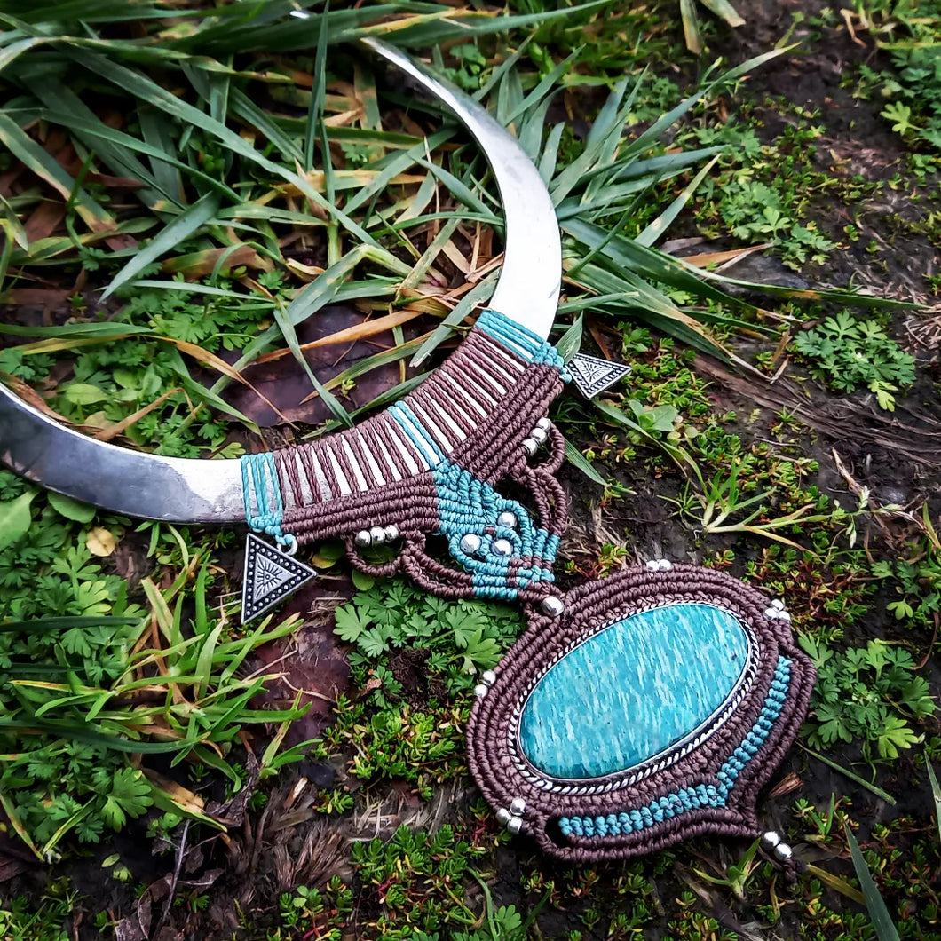 Torque argenté Amazonite