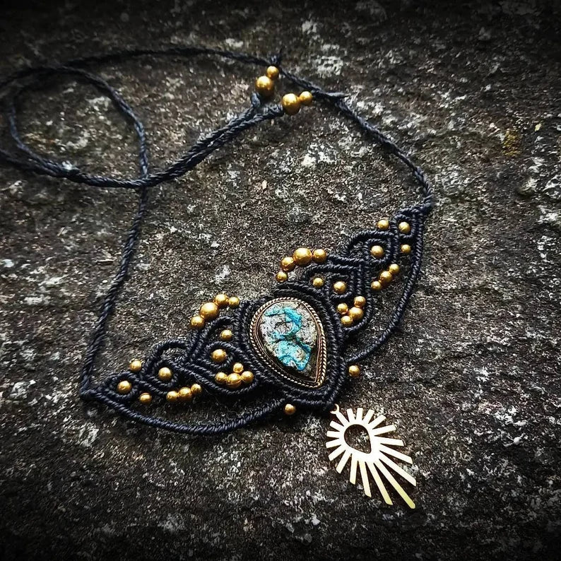 Collier ras de cou Azurite brute 