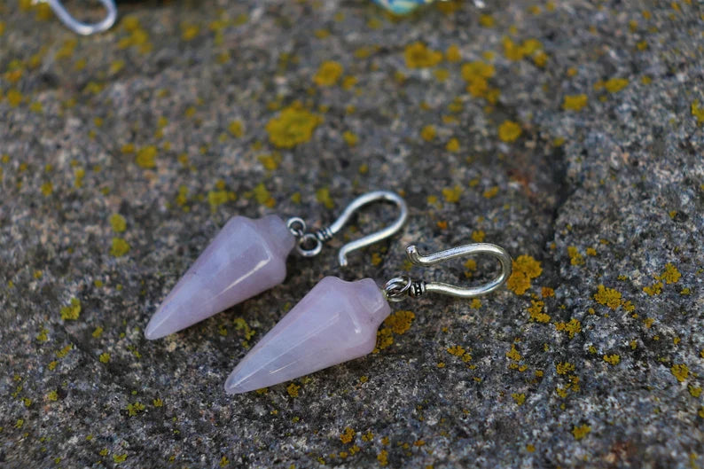 Paire de boucles d' oreilles / Poids Argent Quartz rose